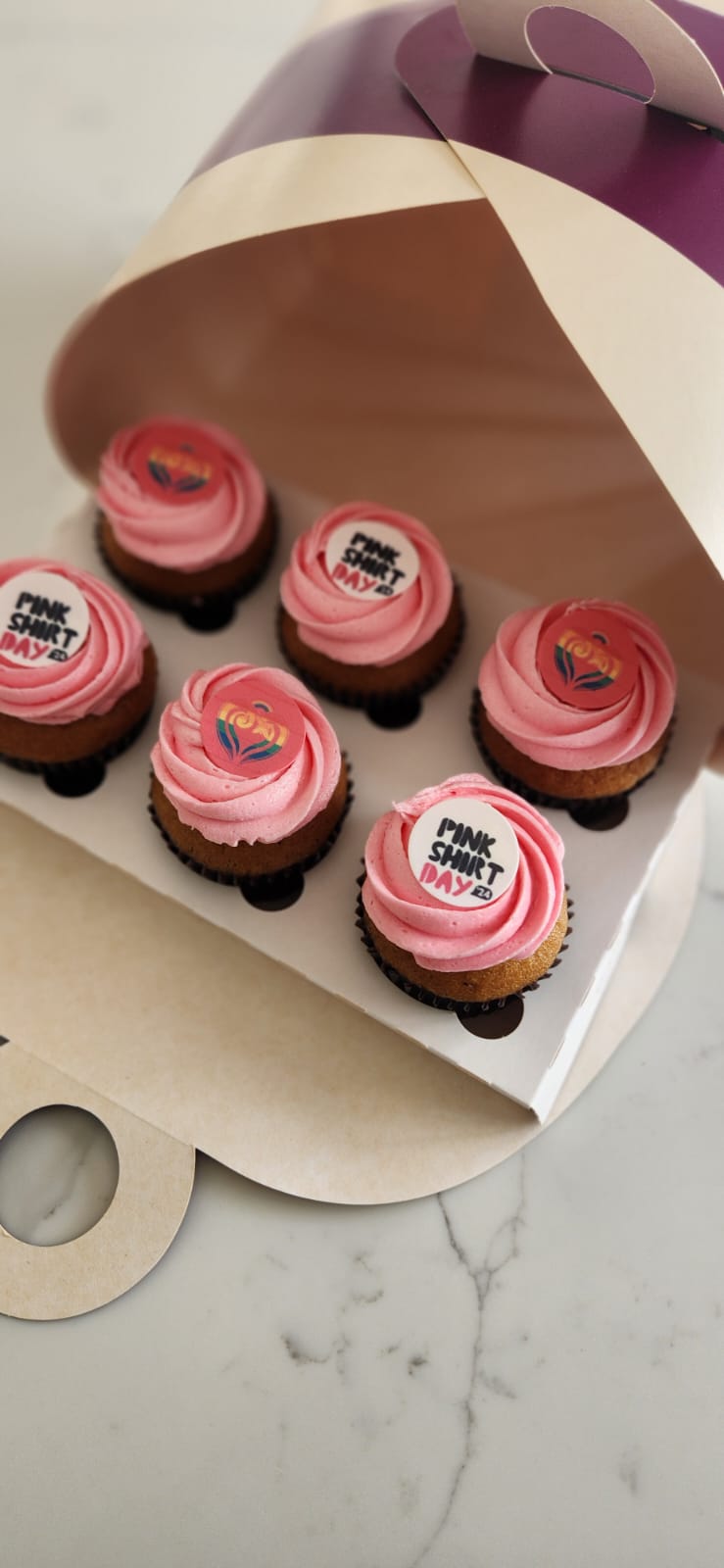 Pink Shirt Day Collection Cupcakes - 6 Regular Cupcakes